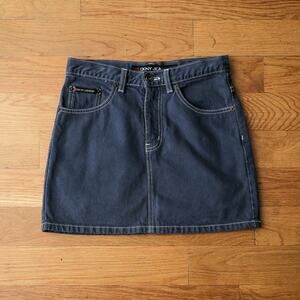 Vintage 90s DKNY Jeans Denim Mini Skirt Navy Size 2 Retro Classic Summer Casual
